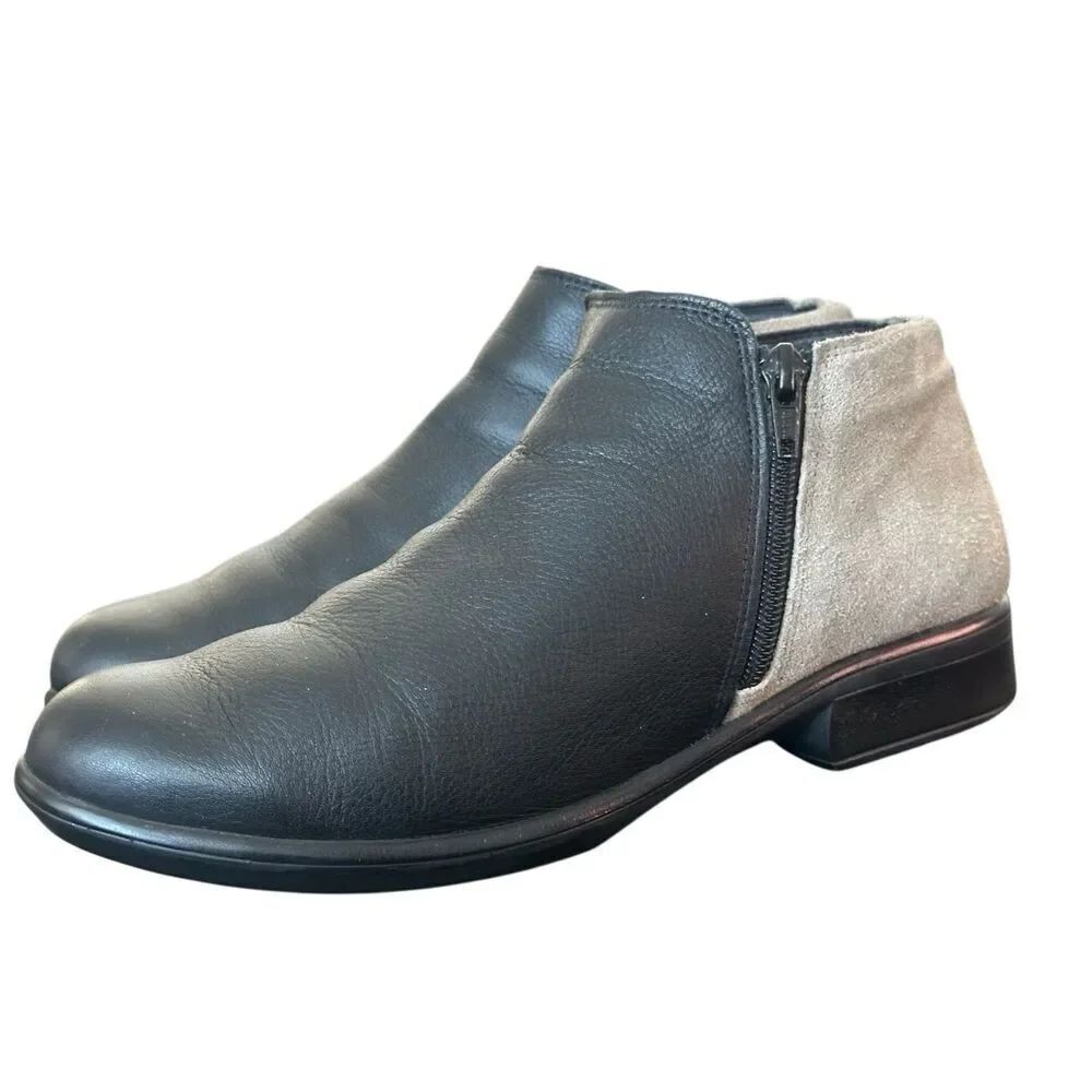NAOT Helm Gray Black Ankle Boots Size 39 US 8-8.5